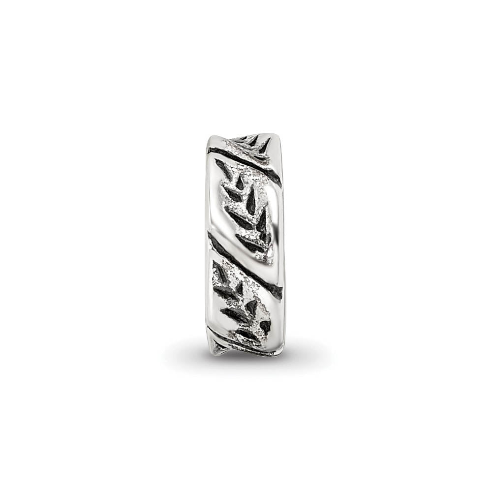 Alternate view of the Sterling Silver Leaf Design Spacer Bead Charm by The Black Bow Jewelry Co.