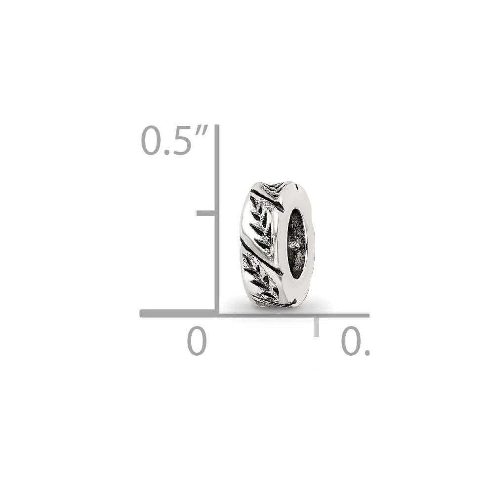 Alternate view of the Sterling Silver Leaf Design Spacer Bead Charm by The Black Bow Jewelry Co.