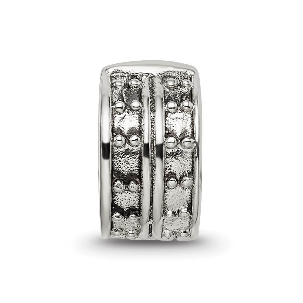 Alternate view of the Sterling Silver Hinged Dotted Clip Bead Charm by The Black Bow Jewelry Co.