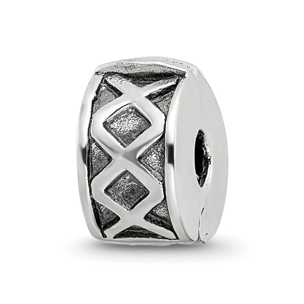 Sterling Silver Hinged X Clip Bead Charm, Item B8811 by The Black Bow Jewelry Co.