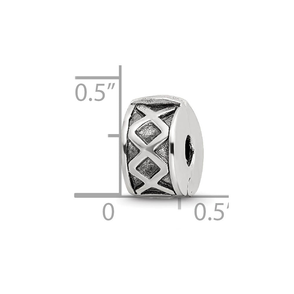 Alternate view of the Sterling Silver Hinged X Clip Bead Charm by The Black Bow Jewelry Co.