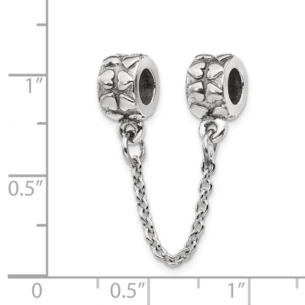 Alternate view of the Sterling Silver Security Chain with Heart Bead Charms by The Black Bow Jewelry Co.
