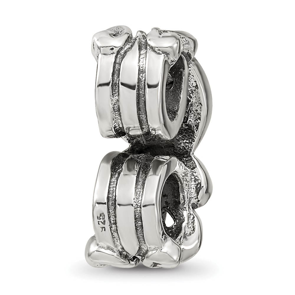 Alternate view of the Sterling Silver Scroll Connector Bead Charm by The Black Bow Jewelry Co.