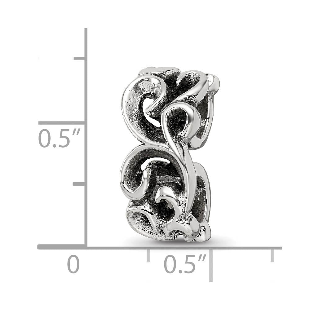 Alternate view of the Sterling Silver Scroll Connector Bead Charm by The Black Bow Jewelry Co.