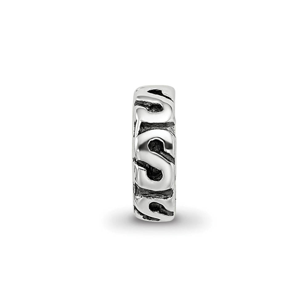 Alternate view of the Sterling Silver Swirl Spacer Bead Charm by The Black Bow Jewelry Co.