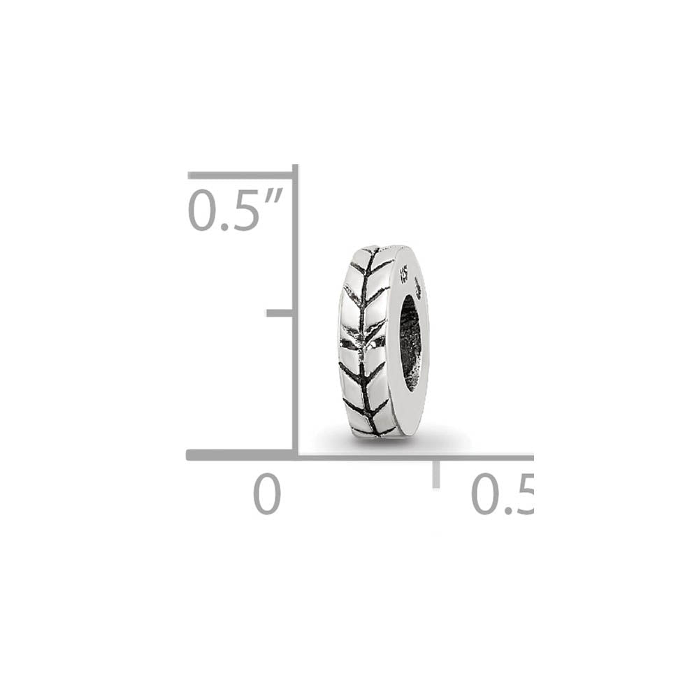 Alternate view of the Sterling Silver Grooved Spacer Bead Charm, 2 x 8mm by The Black Bow Jewelry Co.