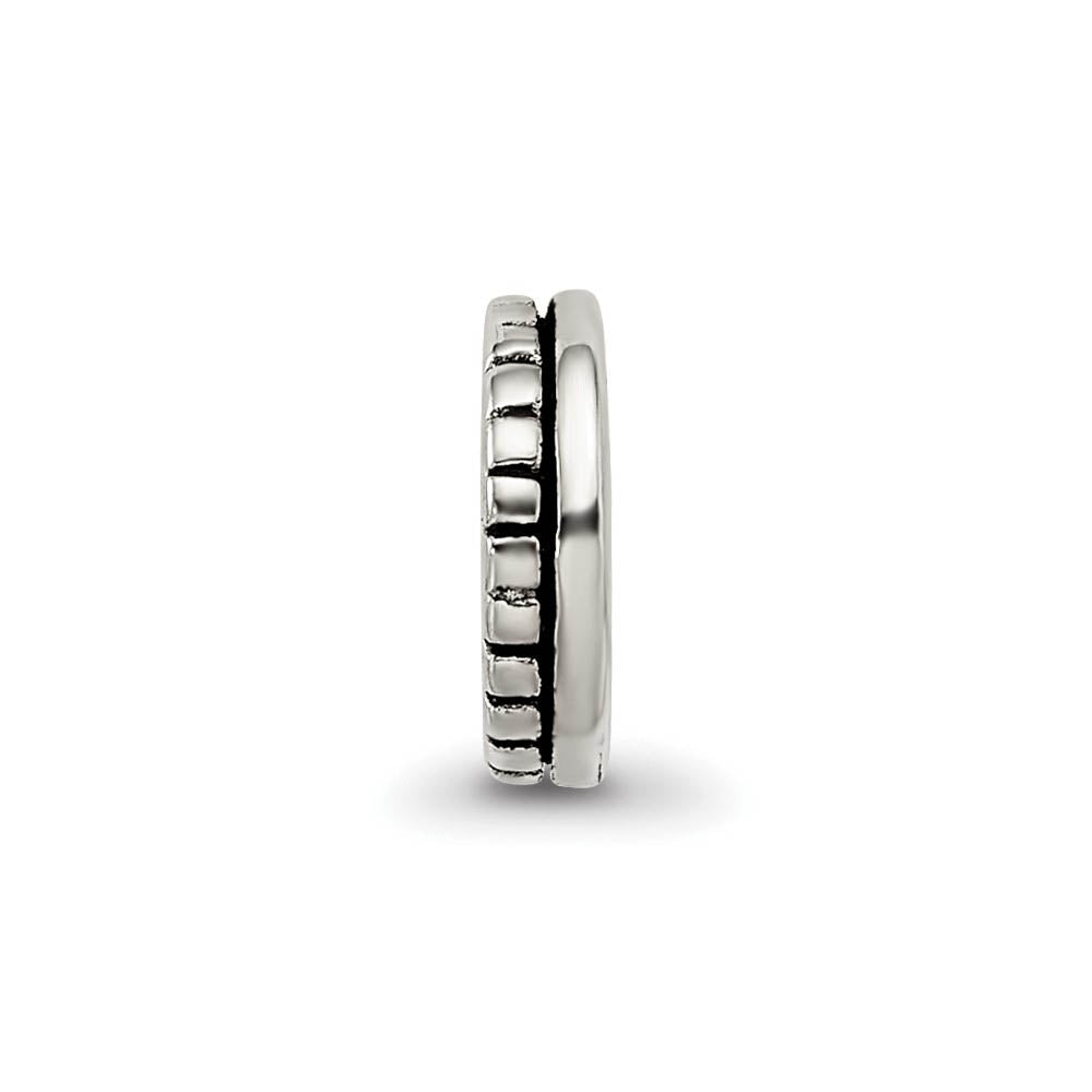 Alternate view of the Sterling Silver Antiqued Notched Spacer Bead Charm by The Black Bow Jewelry Co.