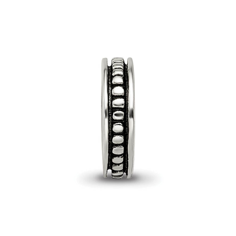 Alternate view of the Sterling Silver Antiqued Spacer Bead Charm by The Black Bow Jewelry Co.