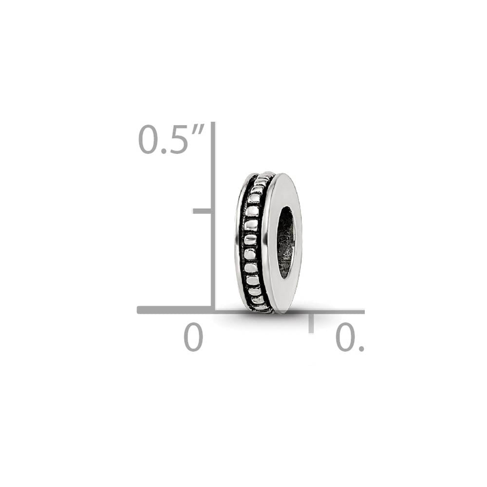 Alternate view of the Sterling Silver Antiqued Spacer Bead Charm by The Black Bow Jewelry Co.