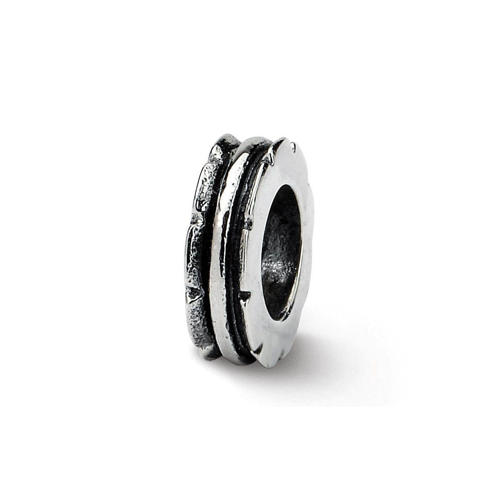Sterling Silver Double Grooved Spacer Bead Charm, Item B8821 by The Black Bow Jewelry Co.