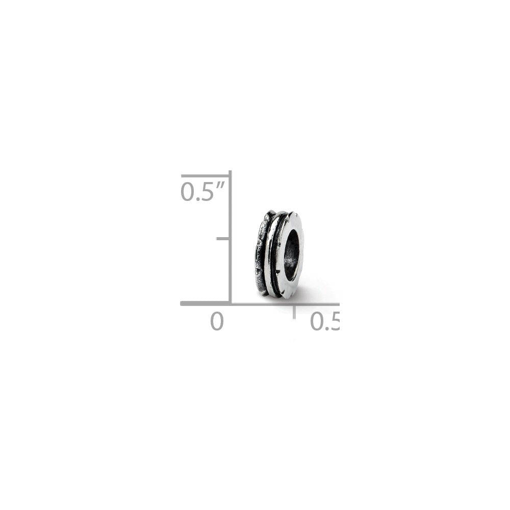 Alternate view of the Sterling Silver Double Grooved Spacer Bead Charm by The Black Bow Jewelry Co.