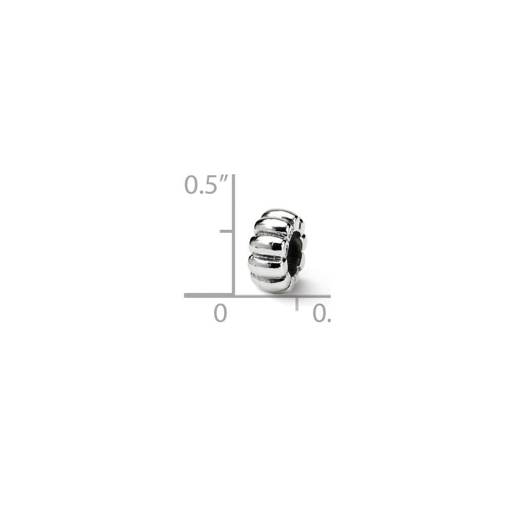 Alternate view of the Sterling Silver Fluted Spacer Bead Charm by The Black Bow Jewelry Co.