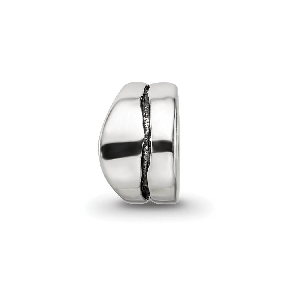Alternate view of the Sterling Silver Grooved Spacer Bead Charm by The Black Bow Jewelry Co.