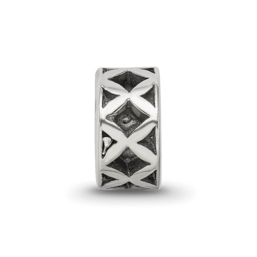 Alternate view of the Sterling Silver X Spacer Bead Charm by The Black Bow Jewelry Co.