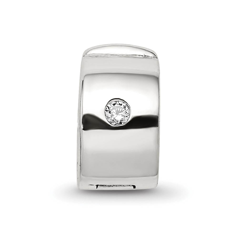 Alternate view of the Sterling Silver Hinged Cubic Zirconia Clip Bead Charm by The Black Bow Jewelry Co.