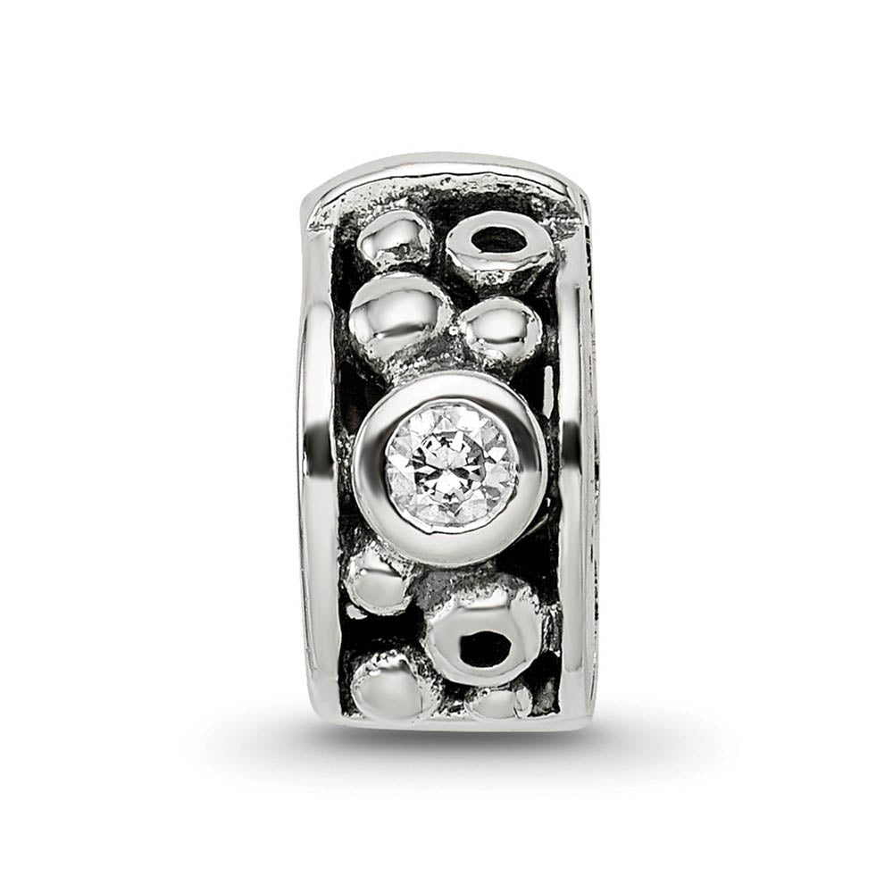 Alternate view of the Sterling Silver Hinged CZ and Dots Clip Bead Charm by The Black Bow Jewelry Co.
