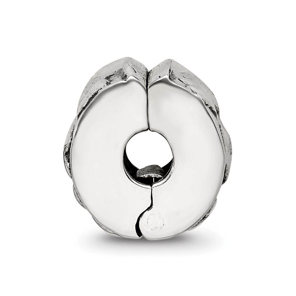Alternate view of the Sterling Silver Hinged Hearts Clip Bead Charm by The Black Bow Jewelry Co.