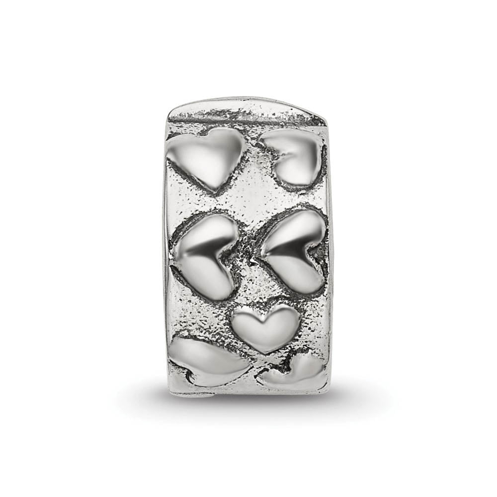 Alternate view of the Sterling Silver Hinged Hearts Clip Bead Charm by The Black Bow Jewelry Co.