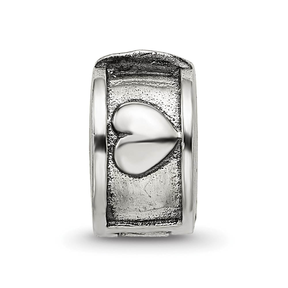 Alternate view of the Sterling Silver Hinged Heart Clip Bead Charm by The Black Bow Jewelry Co.