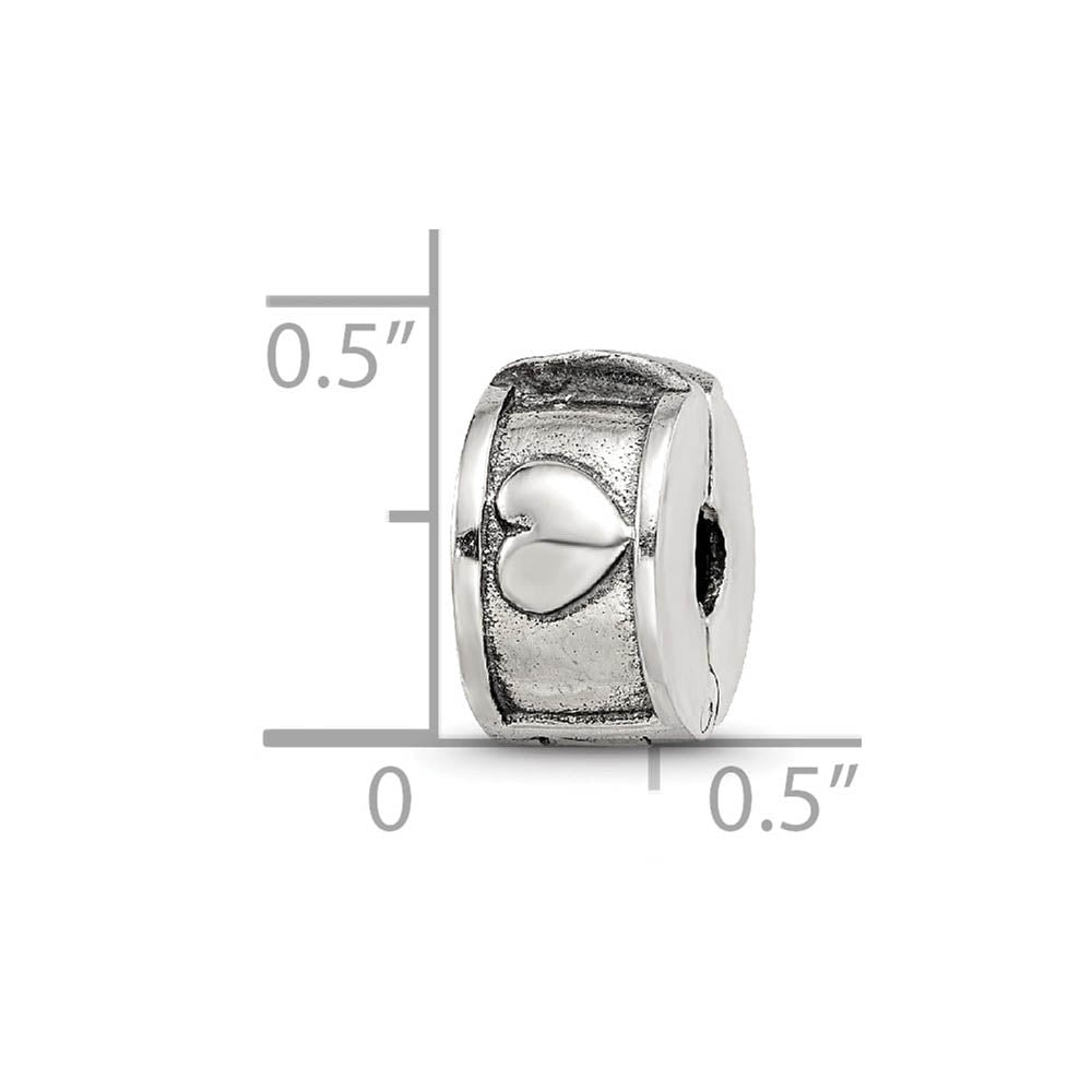 Alternate view of the Sterling Silver Hinged Heart Clip Bead Charm by The Black Bow Jewelry Co.