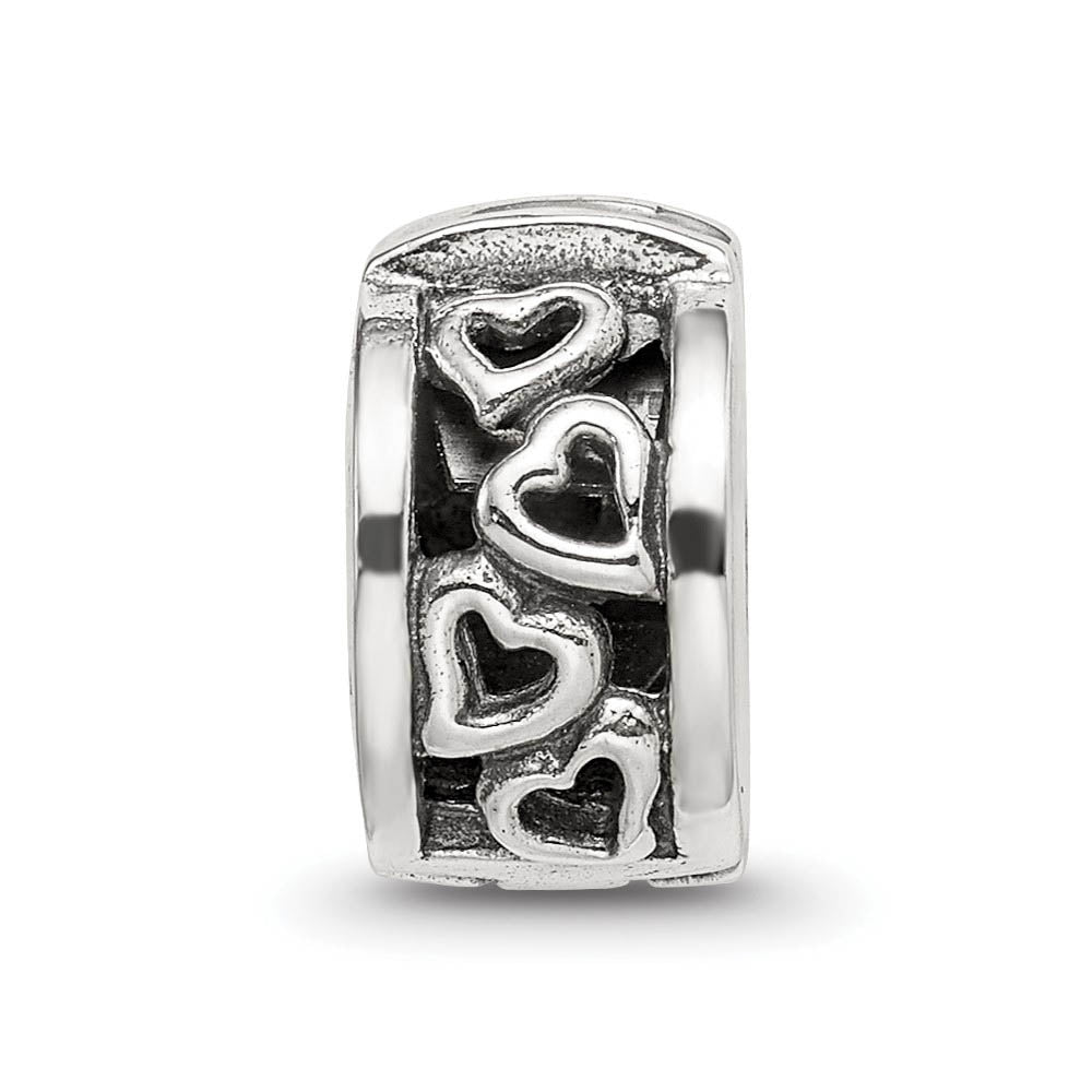 Alternate view of the Sterling Silver Hinged Open Hearts Clip Bead Charm by The Black Bow Jewelry Co.