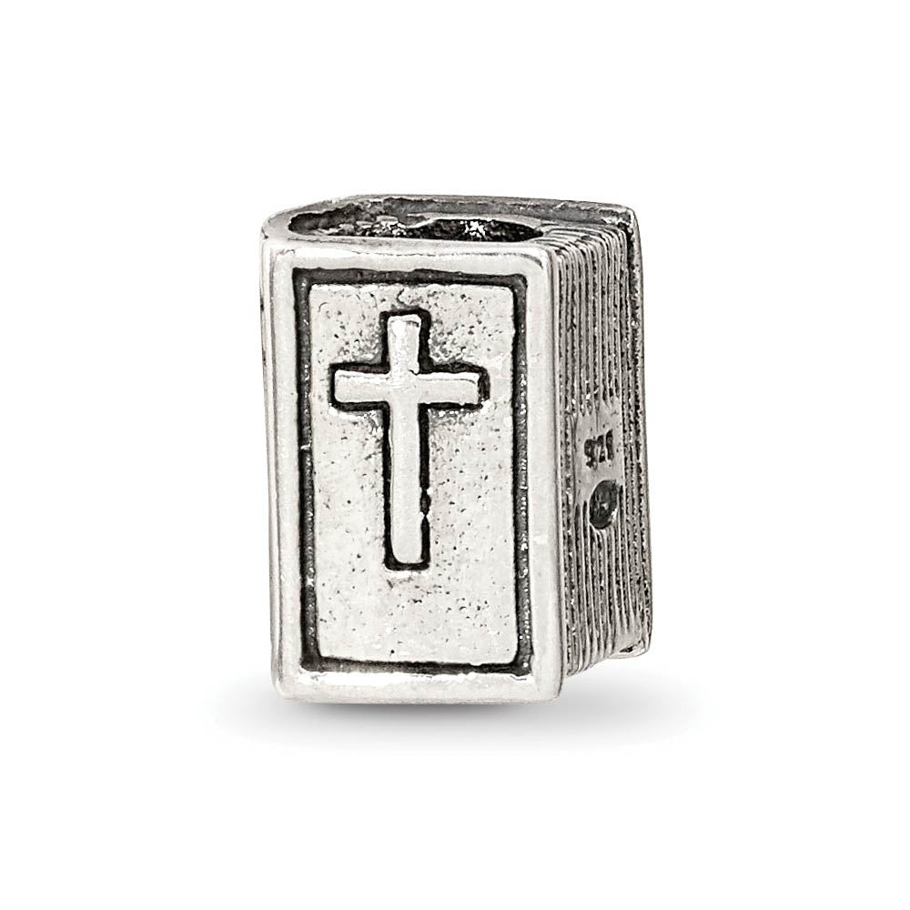 Sterling Silver Bible Bead Charm, Item B8833 by The Black Bow Jewelry Co.