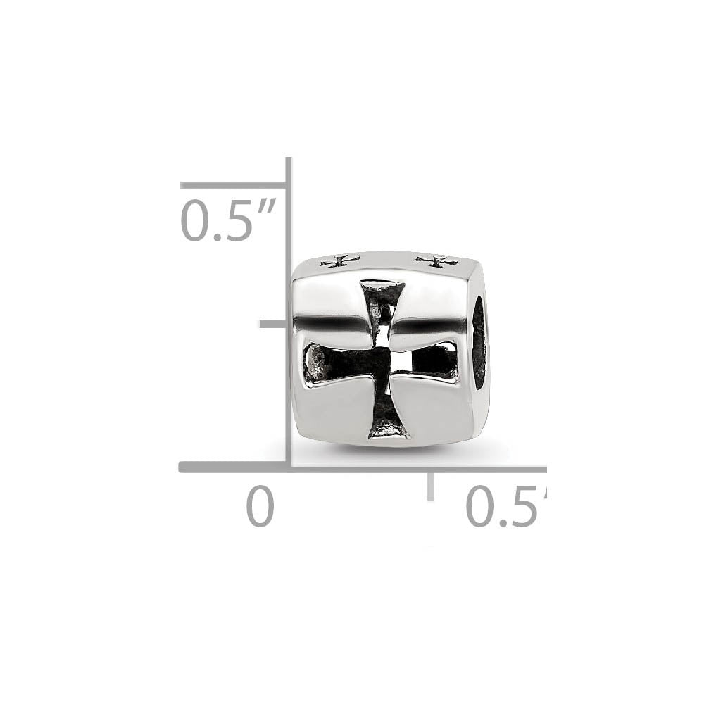 Alternate view of the Sterling Silver Maltese Cross Bead Charm by The Black Bow Jewelry Co.
