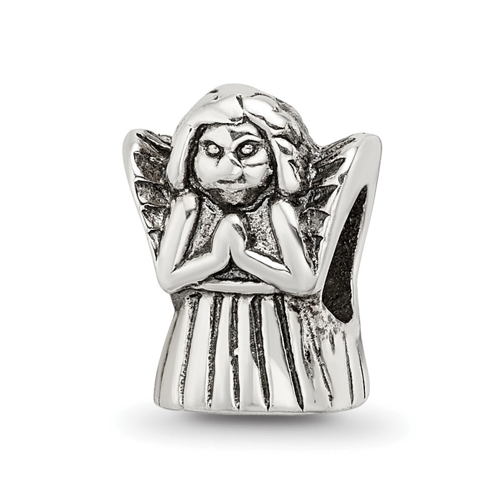 Sterling Silver Praying Angel Bead Charm, Item B8836 by The Black Bow Jewelry Co.