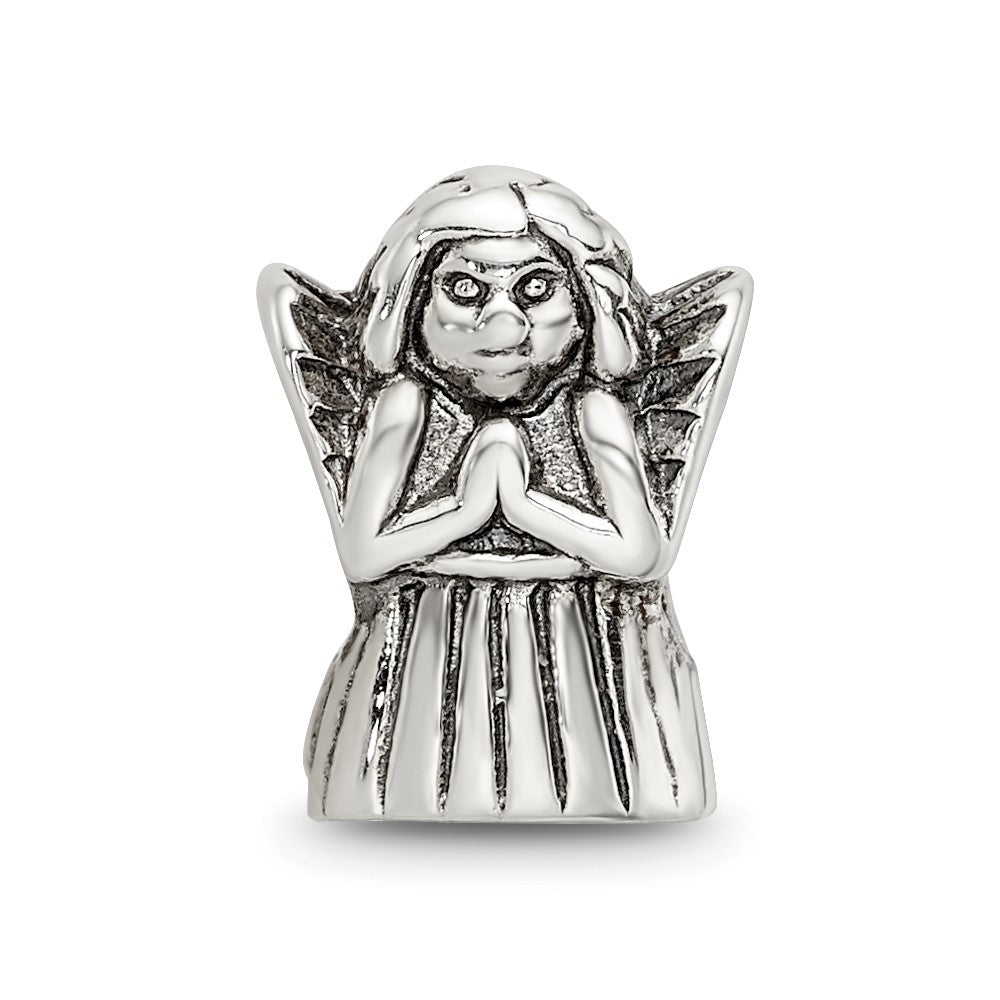 Alternate view of the Sterling Silver Praying Angel Bead Charm by The Black Bow Jewelry Co.
