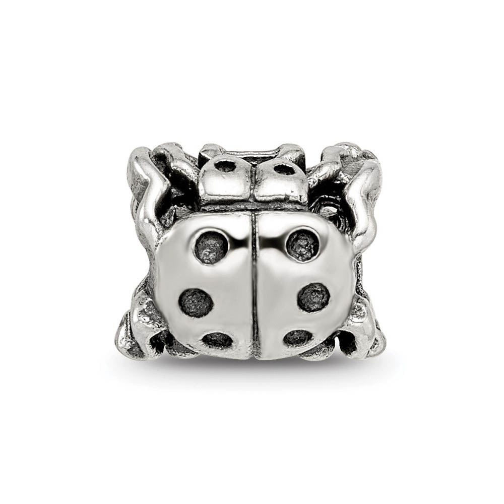 Alternate view of the Sterling Silver High Polished Ladybug Bead Charm by The Black Bow Jewelry Co.