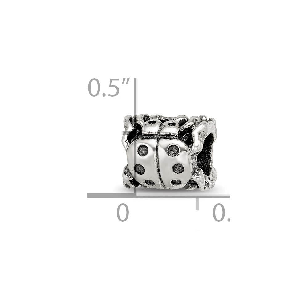 Alternate view of the Sterling Silver High Polished Ladybug Bead Charm by The Black Bow Jewelry Co.
