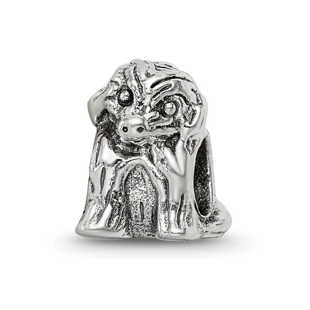 Sterling Silver Sitting Puppy Bead Charm, Item B8850 by The Black Bow Jewelry Co.