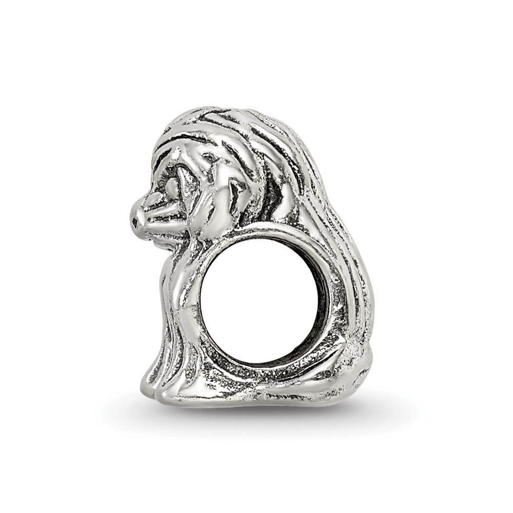 Alternate view of the Sterling Silver Sitting Puppy Bead Charm by The Black Bow Jewelry Co.