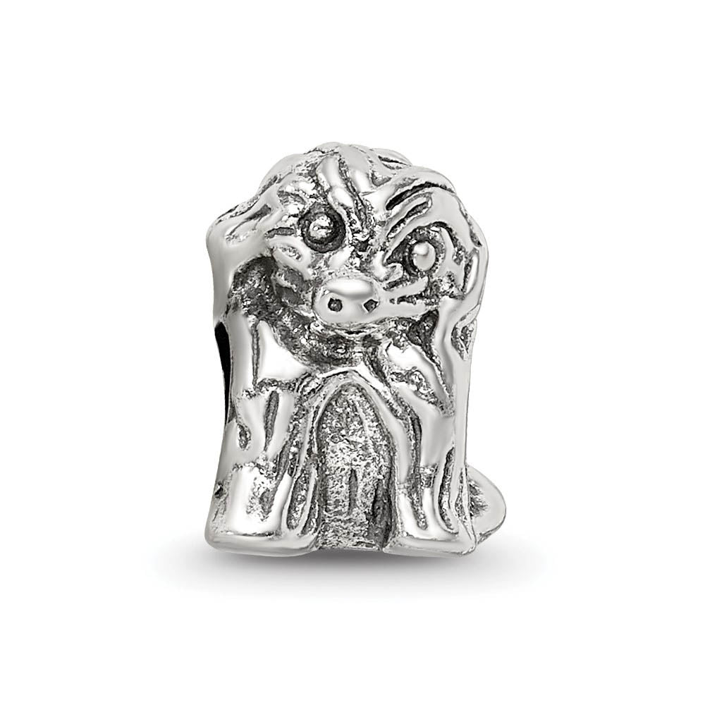 Alternate view of the Sterling Silver Sitting Puppy Bead Charm by The Black Bow Jewelry Co.