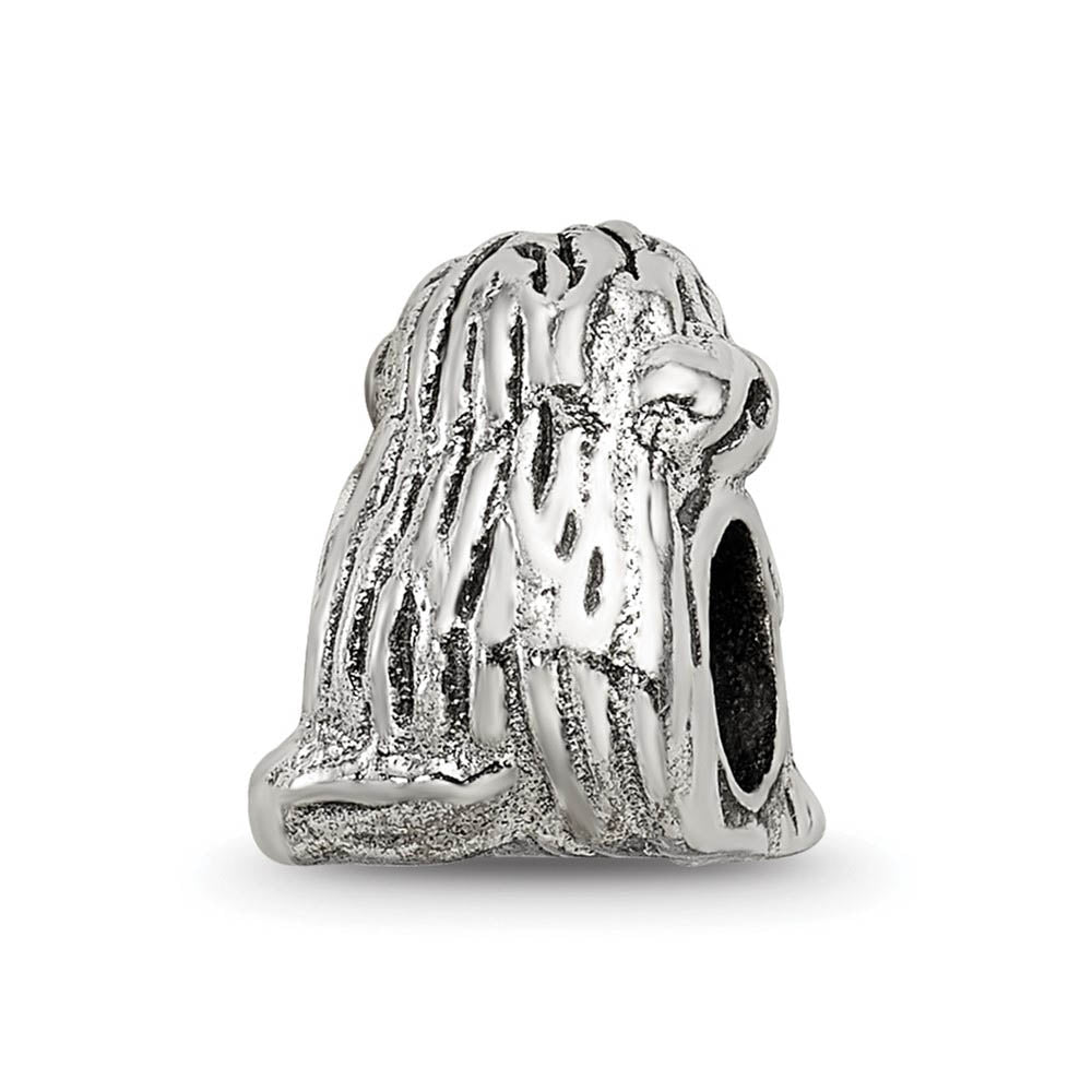 Alternate view of the Sterling Silver Sitting Puppy Bead Charm by The Black Bow Jewelry Co.