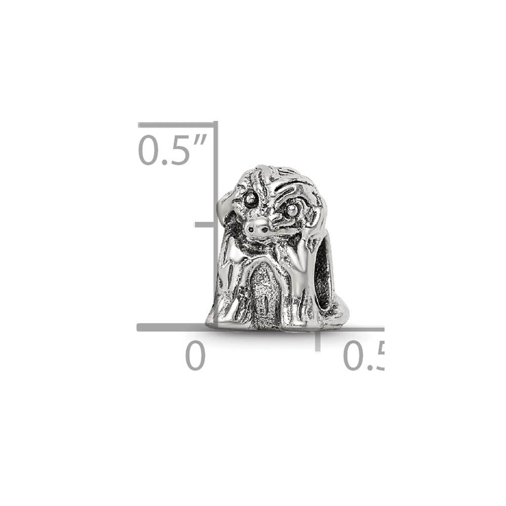 Alternate view of the Sterling Silver Sitting Puppy Bead Charm by The Black Bow Jewelry Co.