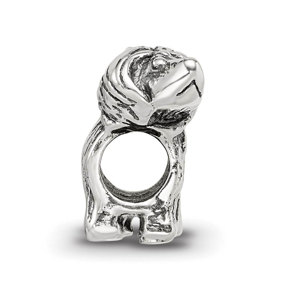 Alternate view of the Sterling Silver Puppy with Tail Wagging Bead Charm by The Black Bow Jewelry Co.