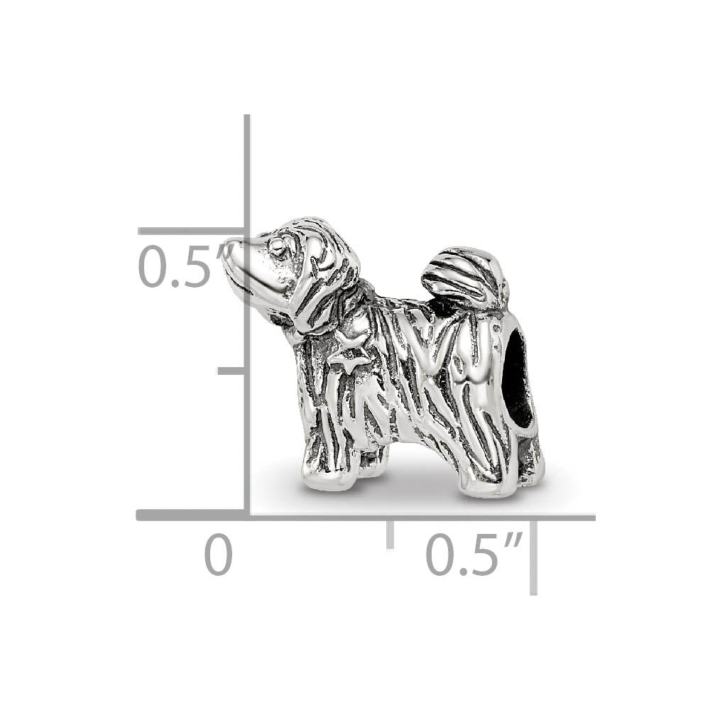 Alternate view of the Sterling Silver Puppy with Tail Wagging Bead Charm by The Black Bow Jewelry Co.