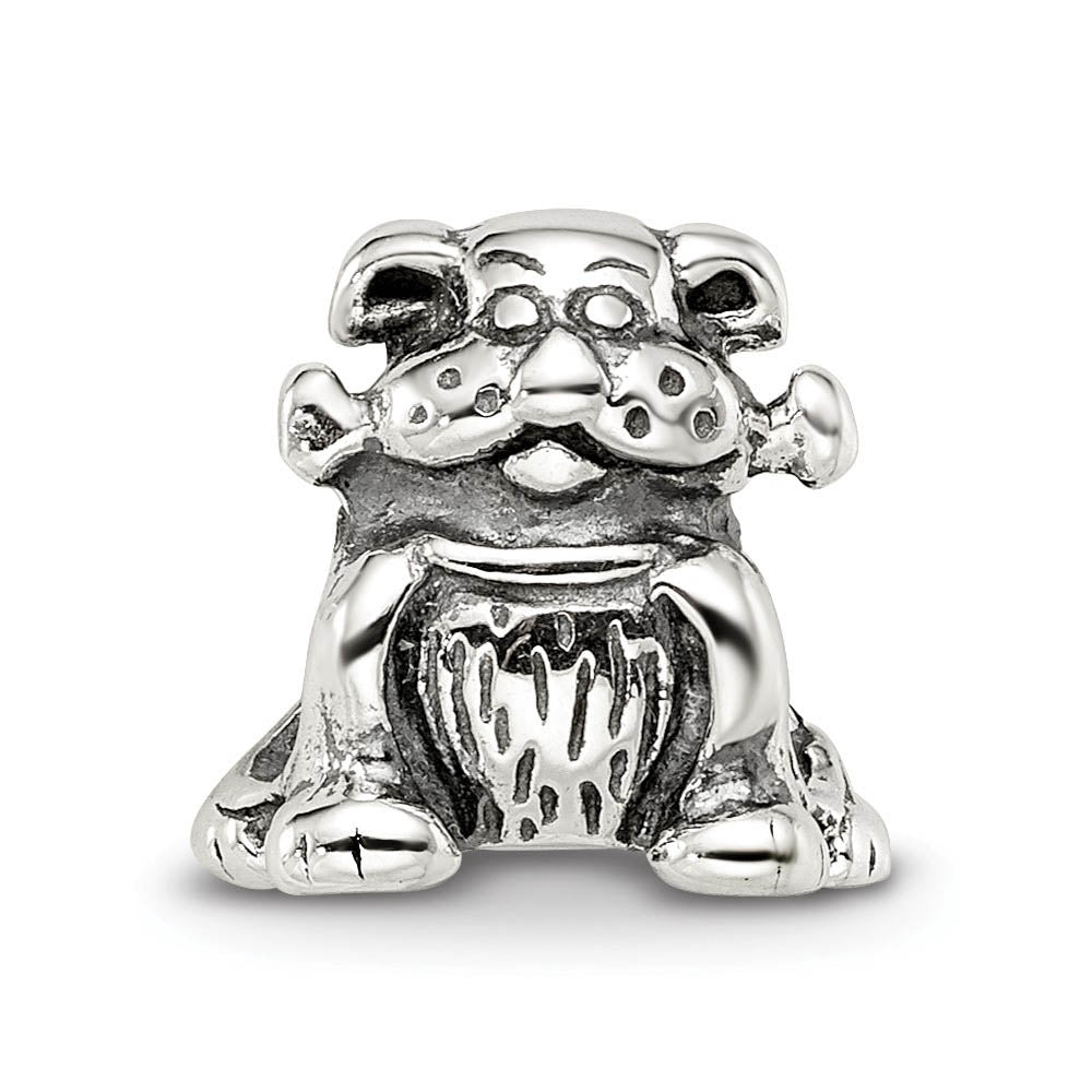 Alternate view of the Sterling Silver Dog with a Bone Bead Charm by The Black Bow Jewelry Co.