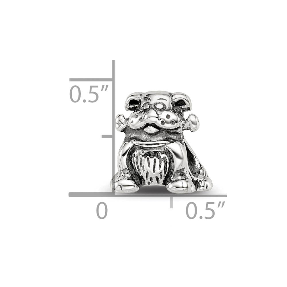 Alternate view of the Sterling Silver Dog with a Bone Bead Charm by The Black Bow Jewelry Co.