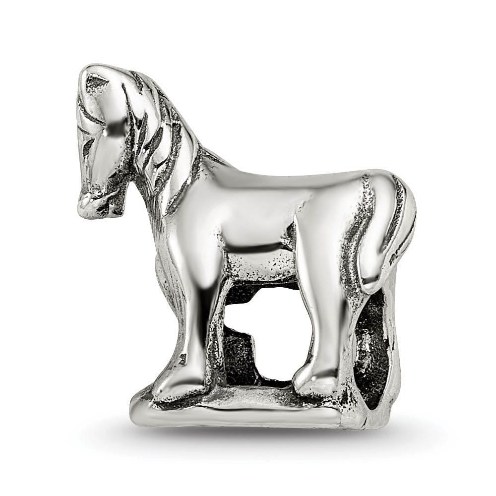 Alternate view of the Sterling Silver Prancing Horse Bead Charm by The Black Bow Jewelry Co.