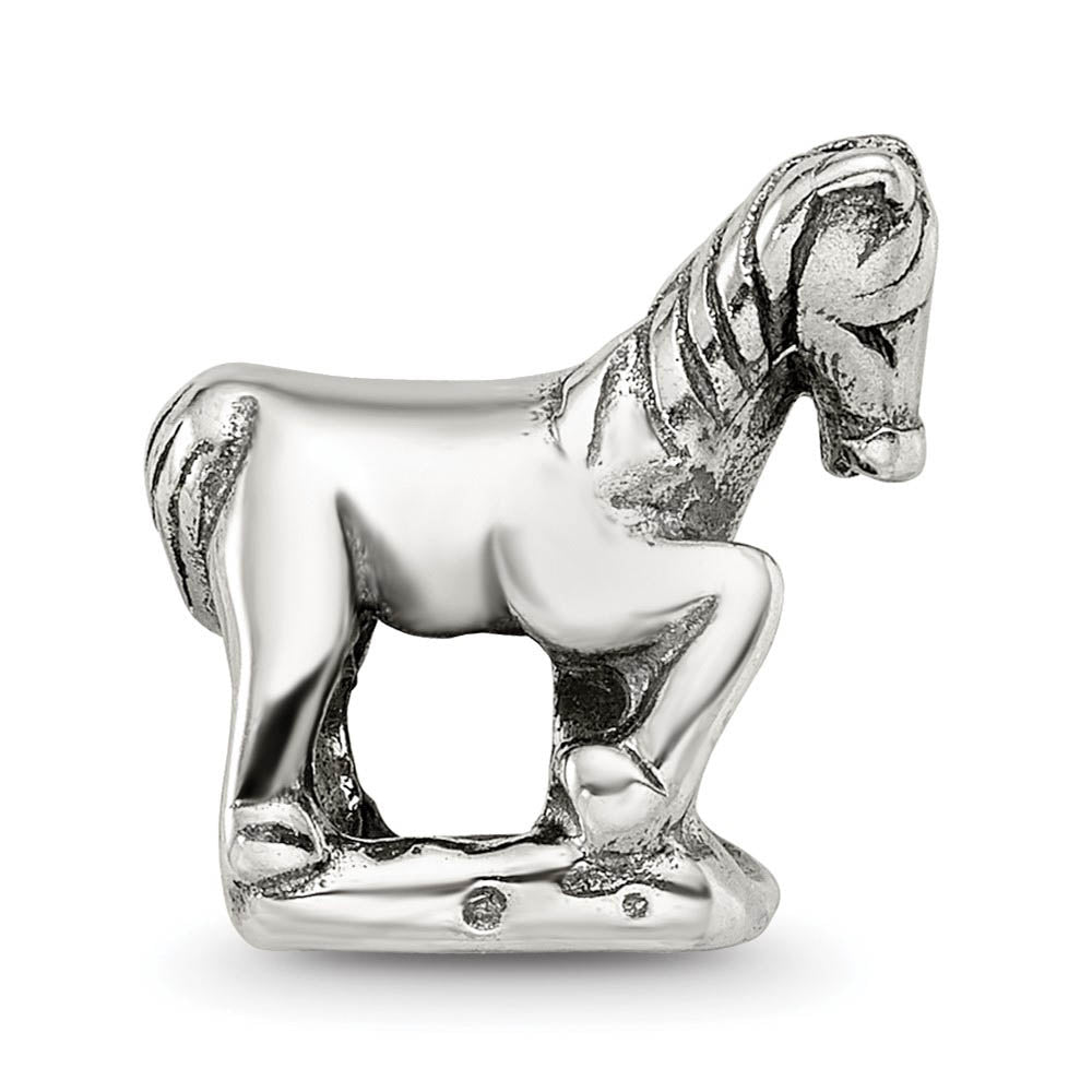 Alternate view of the Sterling Silver Prancing Horse Bead Charm by The Black Bow Jewelry Co.