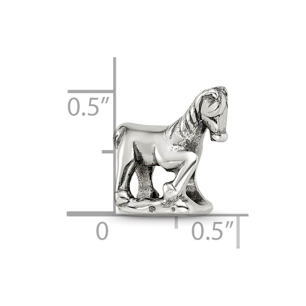 Alternate view of the Sterling Silver Prancing Horse Bead Charm by The Black Bow Jewelry Co.