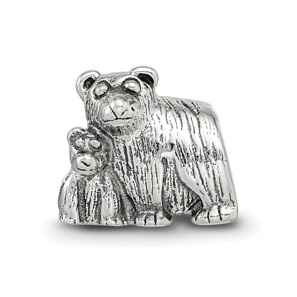 Alternate view of the Sterling Silver Mama and Baby Bear Bead Charm by The Black Bow Jewelry Co.