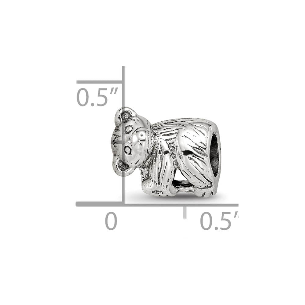 Alternate view of the Sterling Silver Baby Bear Bead Charm by The Black Bow Jewelry Co.