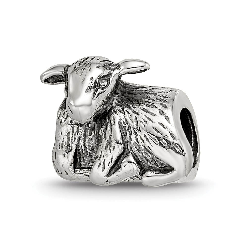Sterling Silver Lamb Bead Charm, Item B8857 by The Black Bow Jewelry Co.