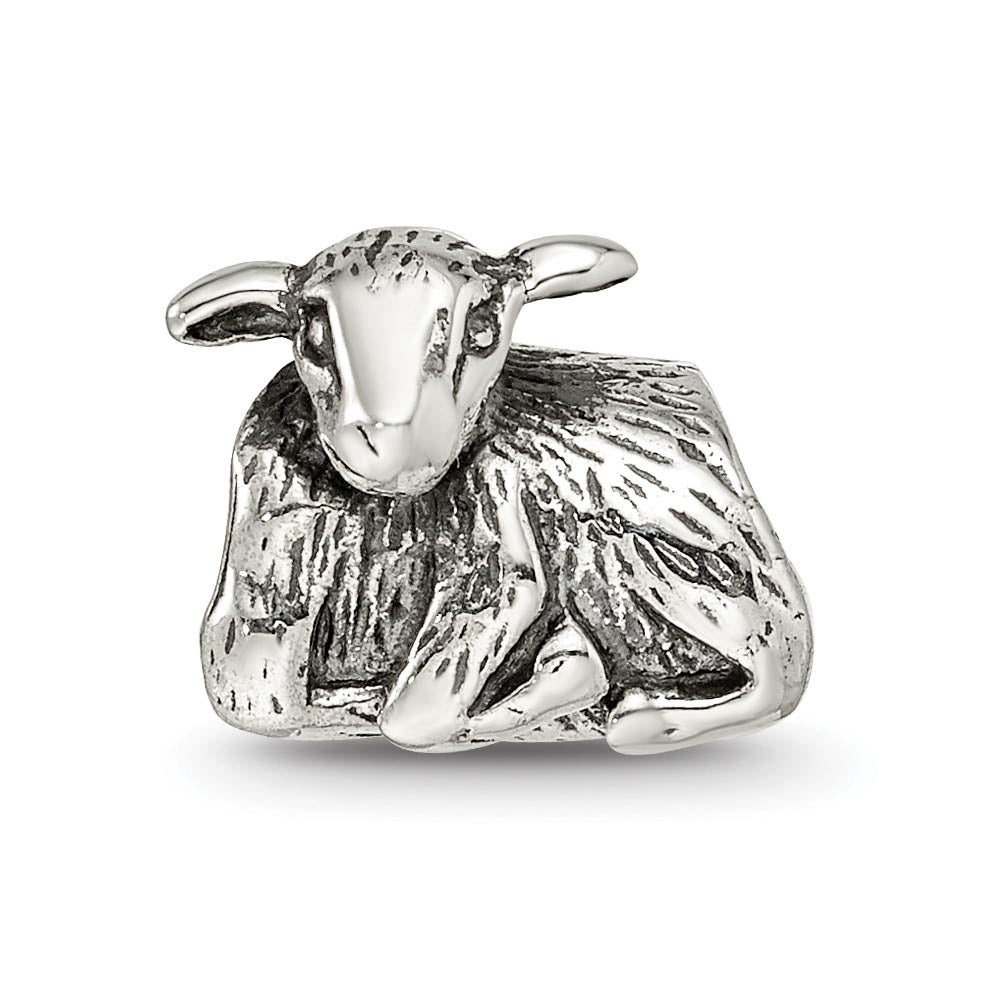 Alternate view of the Sterling Silver Lamb Bead Charm by The Black Bow Jewelry Co.