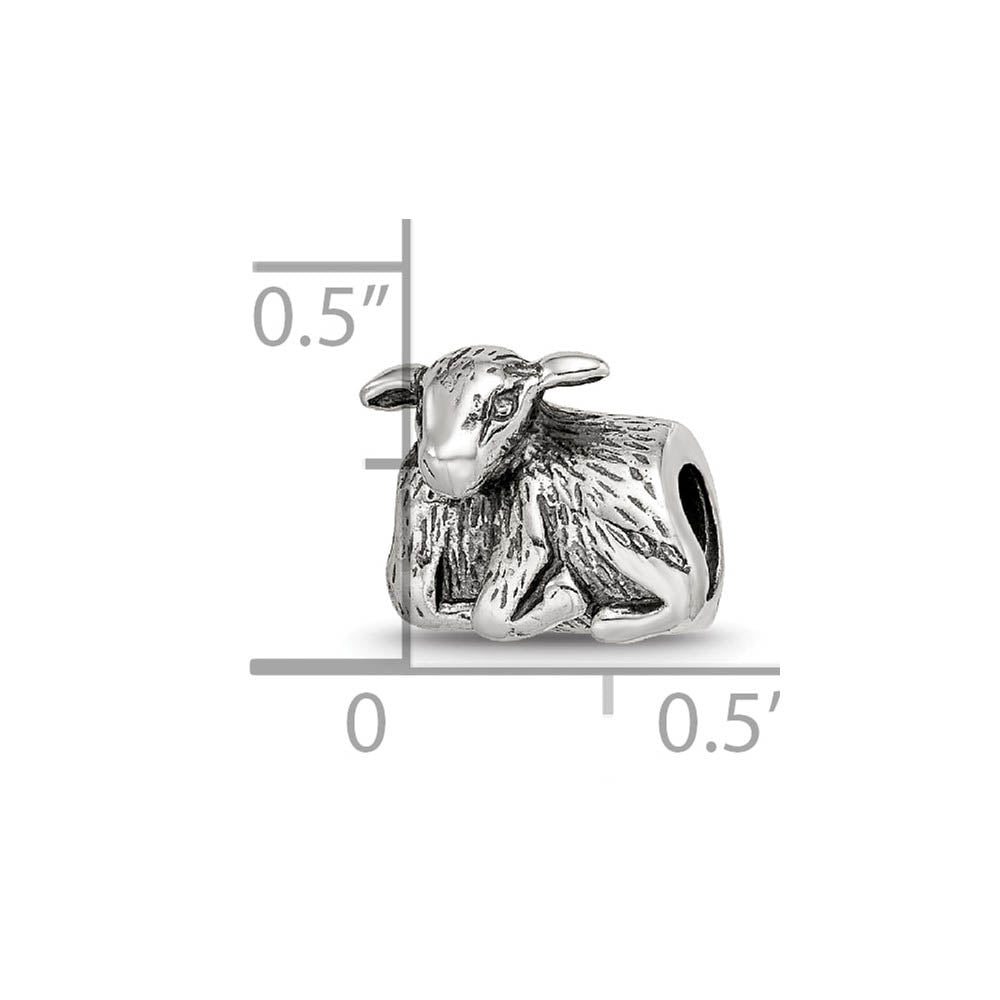 Alternate view of the Sterling Silver Lamb Bead Charm by The Black Bow Jewelry Co.