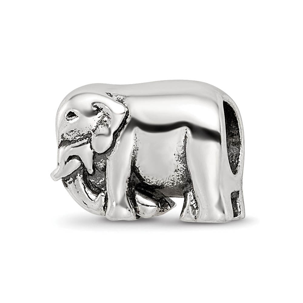 Sterling Silver Walking Elephant Bead Charm, Item B8859 by The Black Bow Jewelry Co.