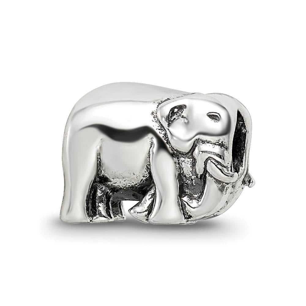 Alternate view of the Sterling Silver Walking Elephant Bead Charm by The Black Bow Jewelry Co.